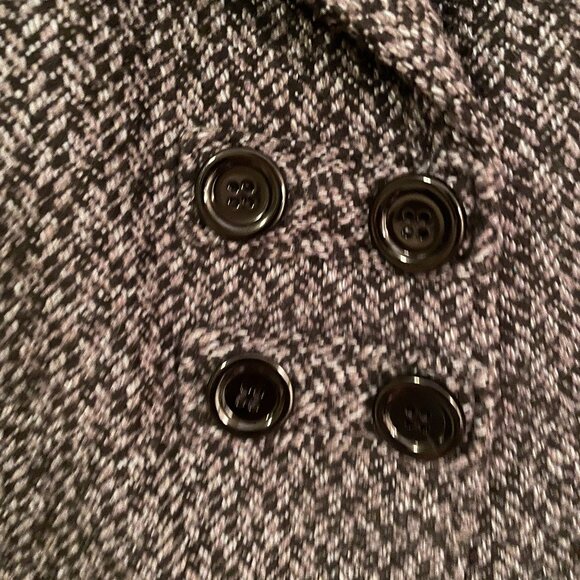 Black/Grey Herringbone GARFIELD & MARKS Wool Blend Tweed Winter Coat, Si… - Picture 4 of 7